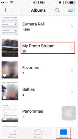 ألبوم My Photo Stream في تطبيق صور iPhone