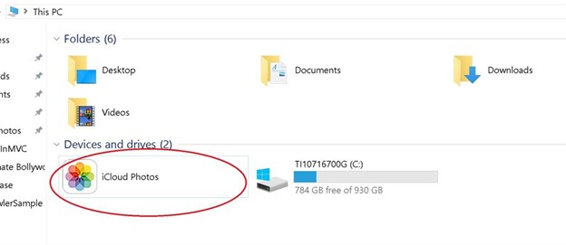 Dossier Photos iCloud dans Windows