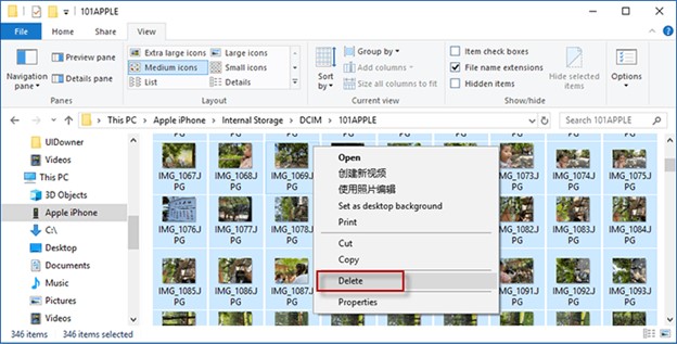 Selected iCloud Photos Window in Windows