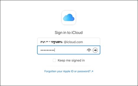 Tela de login do iCloud