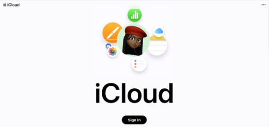 iCloud sign in page