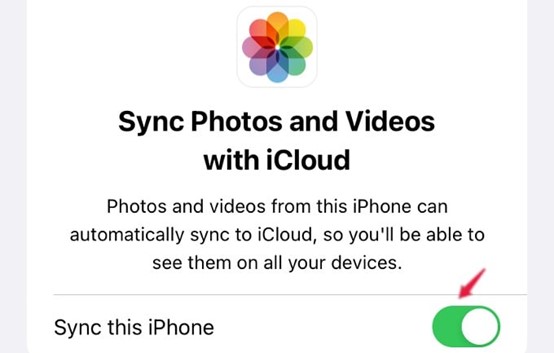 Sincronización de fotos de iCloud en el iPhone