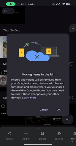 tap on ok to remove selected items