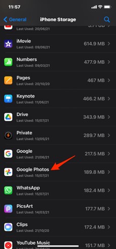 scroll through apps and select google photos