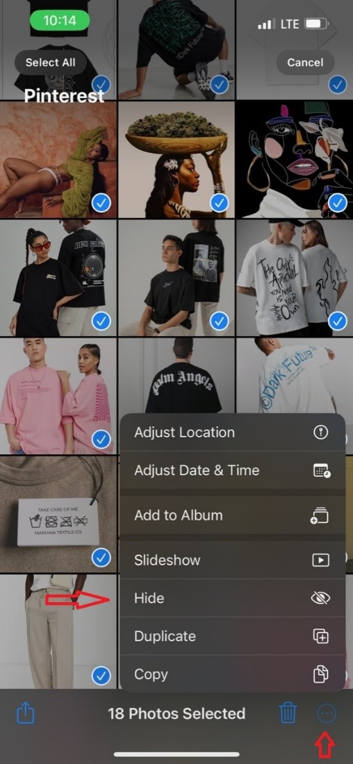hiding selected images on iPhone