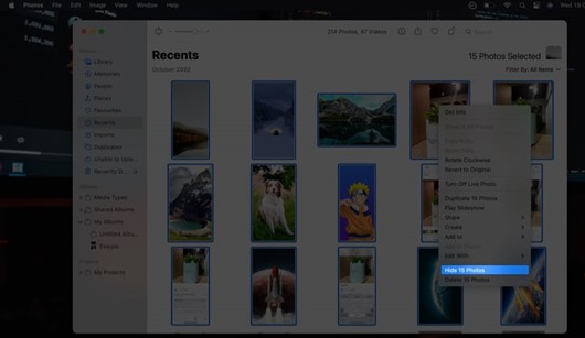 hide photos option on mac