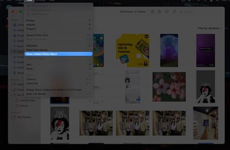 Registerkarte der Fotos-App auf dem Mac anzeigen