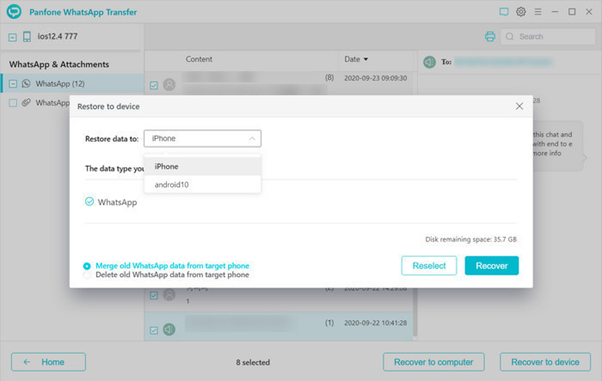 panfone restore whatsapp data 