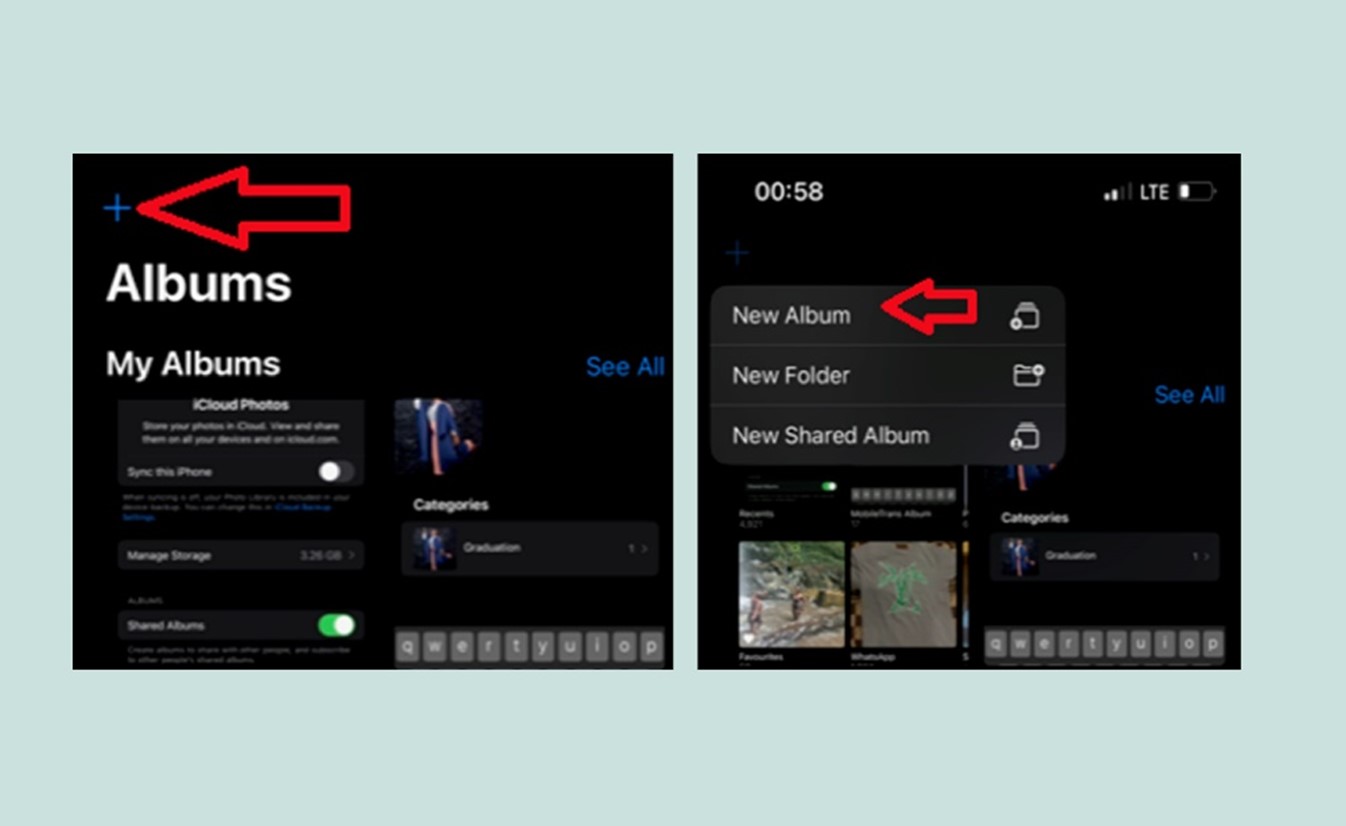 create a new album in iphone photos