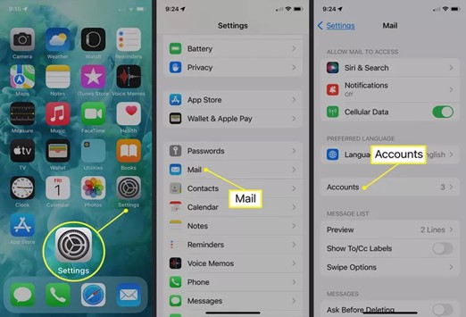 Controlla il tuo account di posta elettronica nelle impostazioni di iPhone