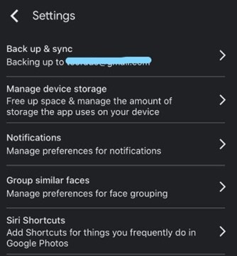 select back up and sync from the options