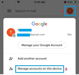 manage your accounts on this device