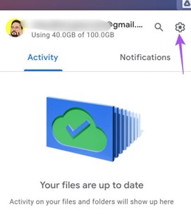 aller dans les paramètres dans la fenêtre de google drive