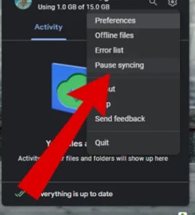 click on pause settings to stop google photos backup