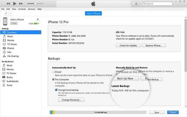 itunes backup and restore 