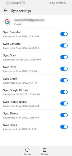 sync contacts on google account 