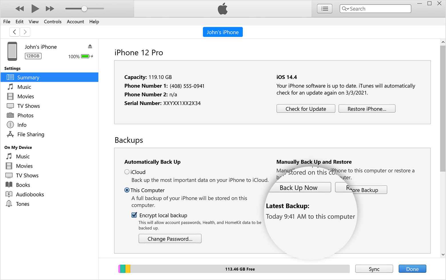 Sincronizar dados com a biblioteca do iTunes