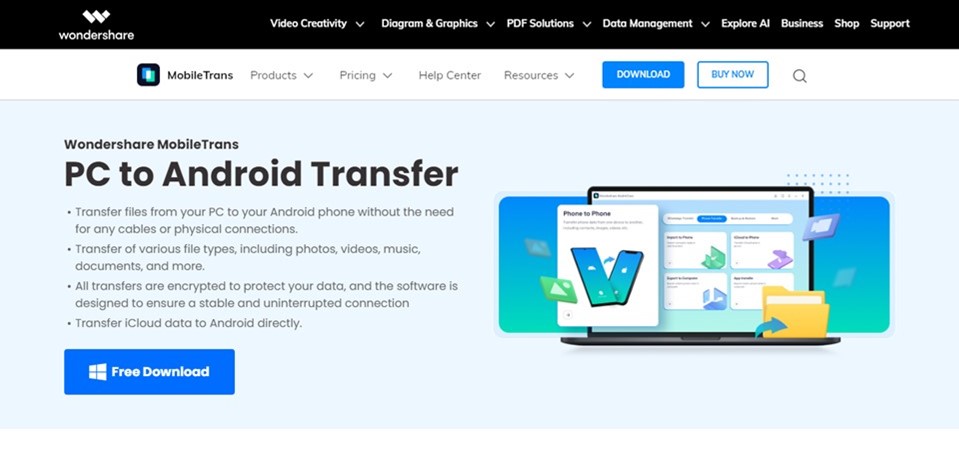   نقل الصور باستخدام Wondershare Mobile Trans  