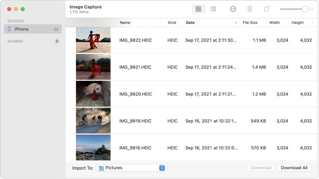 move photos to Mac with Image Capture