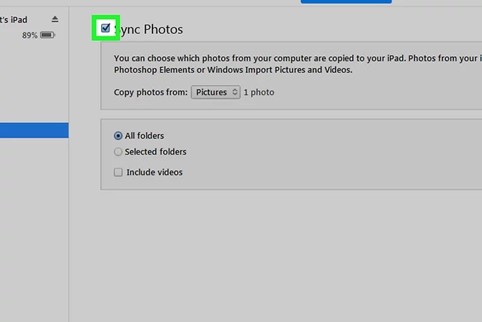 sincronizar fotos usando o iTunes