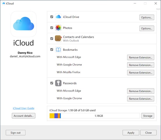 Seleziona la casella accanto alle foto in icloud per Windows