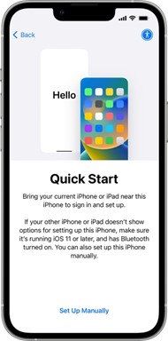 quick start prompt on iPhone