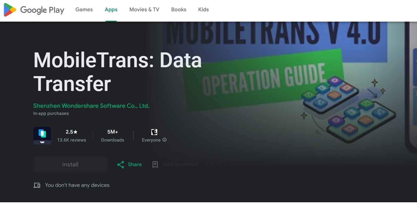 MobileTrans على Play Store 