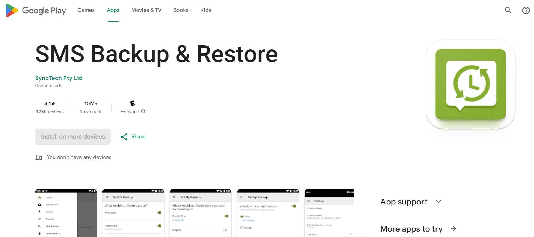 SMS Backup & Restore - Play Store