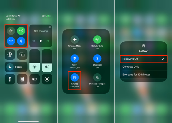 how to turn airdrop on iphone control center