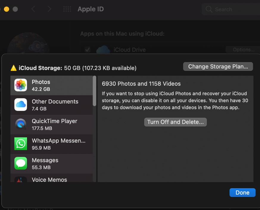 Desativar e excluir do iCloud