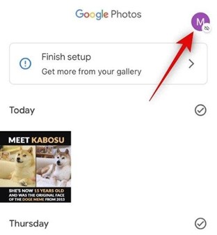 Go to profile in Google Photos to find settings