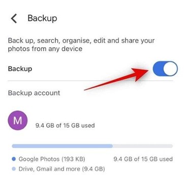 Toggle off Backup & sync to turn off automatic backup