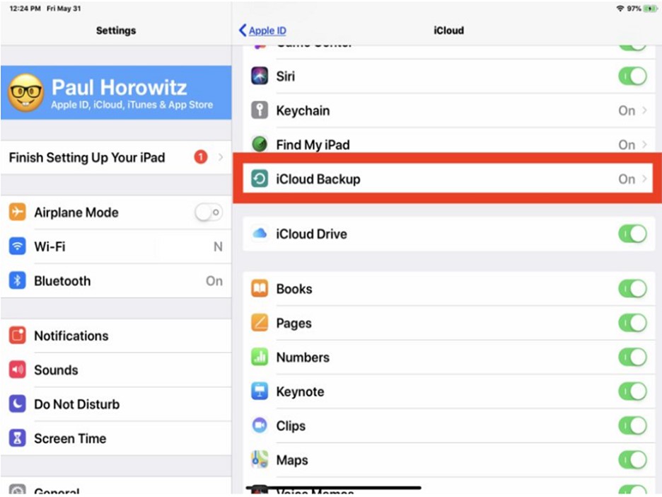 Funzione di backup iCloud