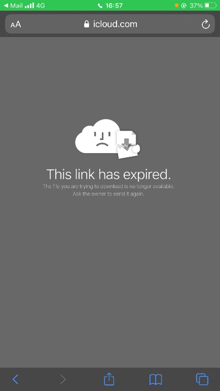 enlace icloud expiró