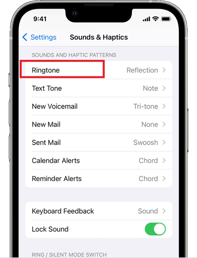 choose ringtone in sounds and haptics to change your ringtone