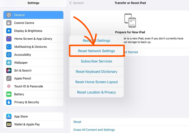 ipados 17 reset network settings