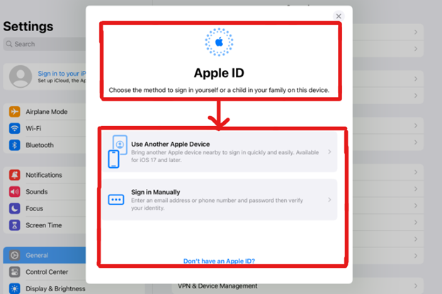 ipados 17 apple id