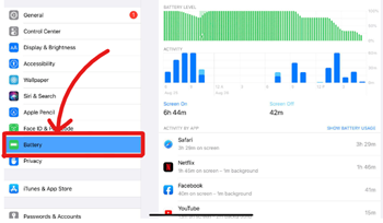 ipados 17 paramètres batterie