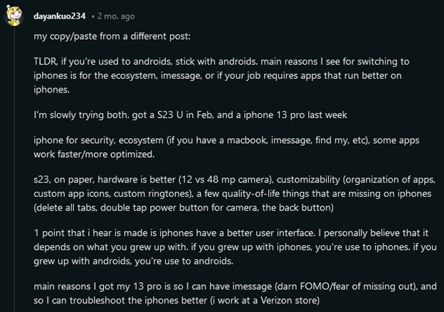  Samsung S24 y iPhone 15 Pro Max discusión reddit