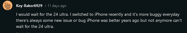  Discusión en reddit sobre el Samsung S24 y el iPhone 15 Pro Max