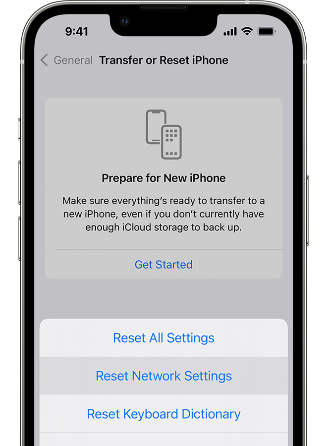 reset network settings iphone 