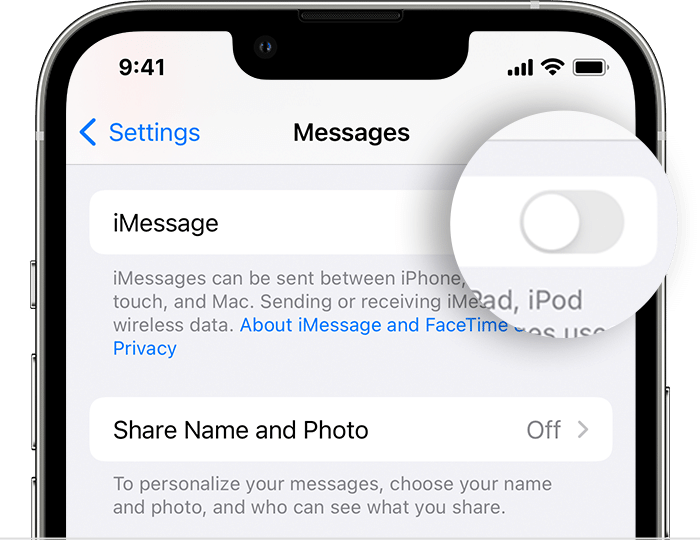 включите imessage на iphone  