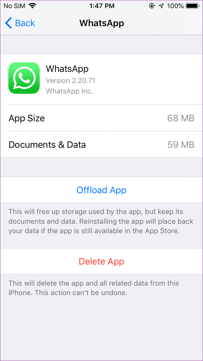 разгрузите whatsapp на iphone  