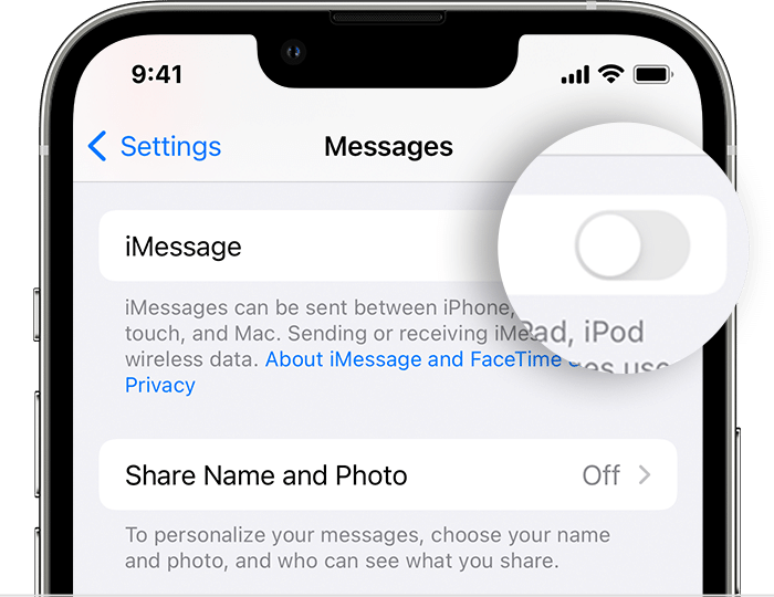 отключите iMessage на iphone  