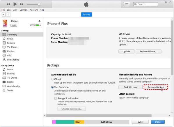 click summary then tap the restore backup to recover missing notes