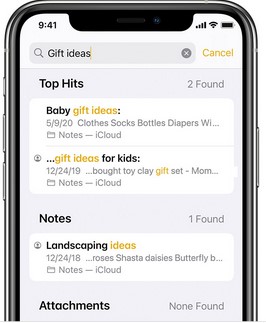 encontre notas perdidas do iPhone usando o recurso de pesquisa no aplicativo de notas