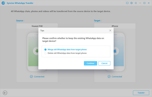 syncios whatsapp data transfer 