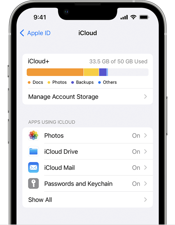 تفعيل صور icloud في تطبيق settings 