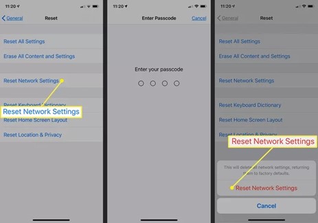 choose reset network settings on iphone