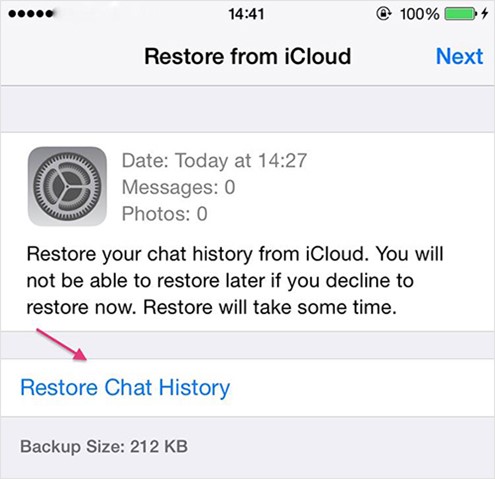  Restaurar histórico de bate-papo do iCloud